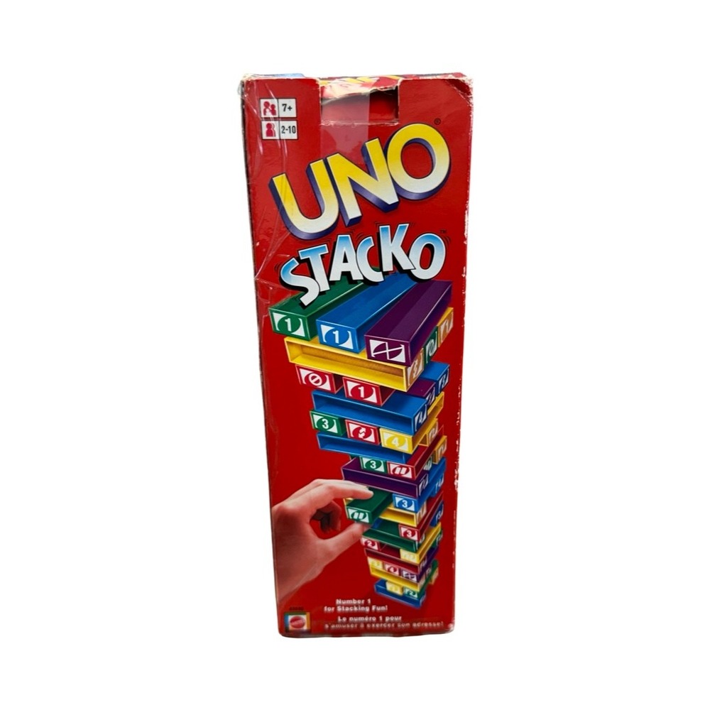 Mattel Uno Stacko Stacking Block Game Family Strategy Party Game 2-10 Players